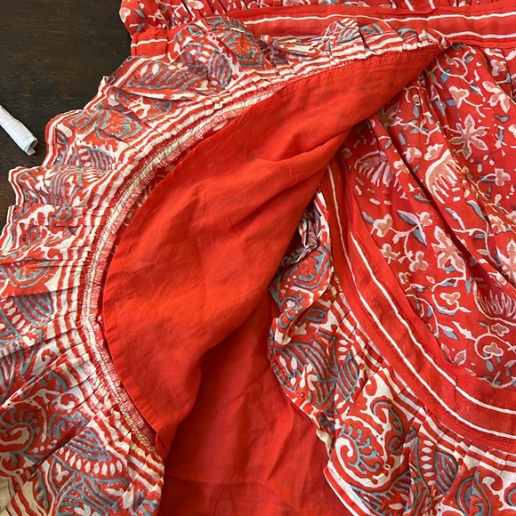 CLEOBELLA Blair Mini Dress Tassel-Cuff Ruffle Floral Paisley Coral XS - Picture 11 of 15